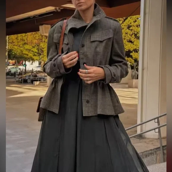 Zara Plaid Wool Blend Jacket ZW Collection - Picture 10 of 16